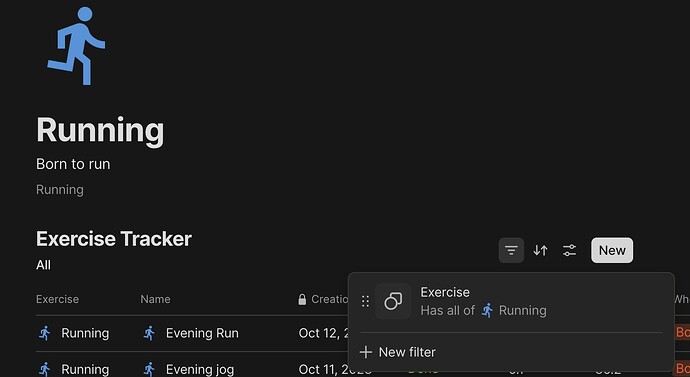 Exercise page