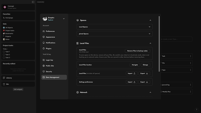 Account interface Spaces Management 1