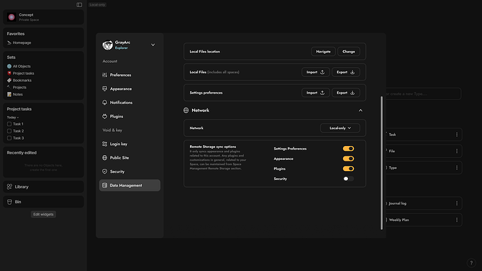 Account interface Spaces Management 2