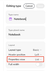 Desktop object type layout options