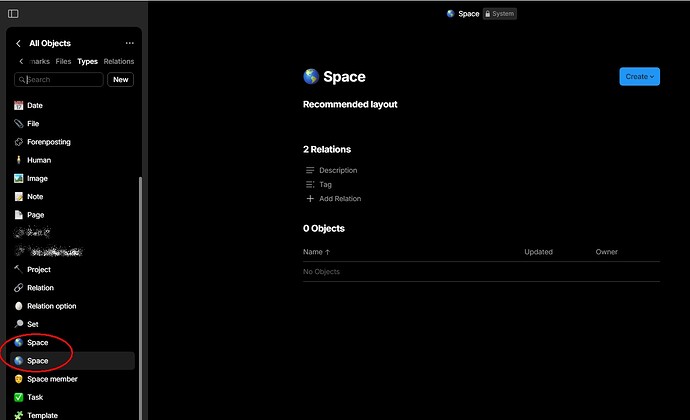 Spaces in Types