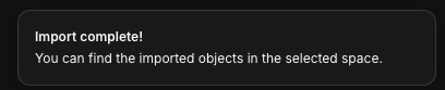 Import complete